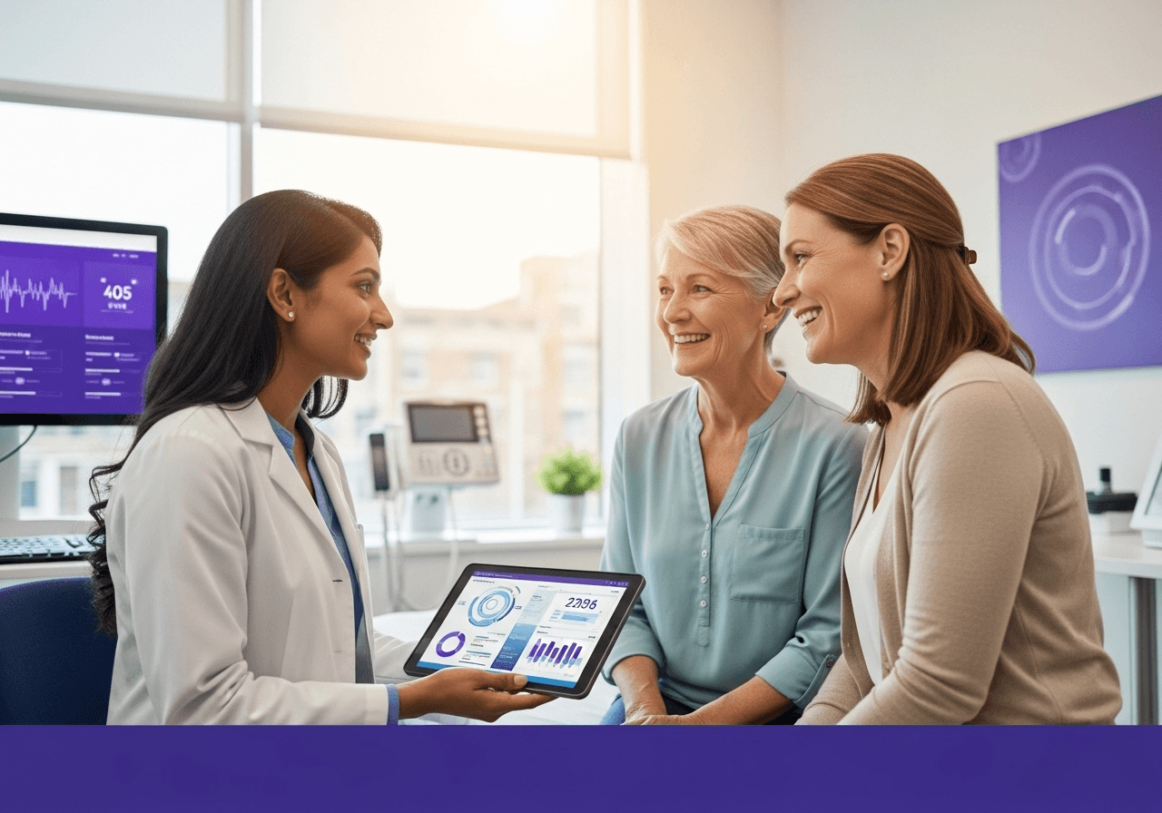 Healthcare team collaborating with patient using digital health platform